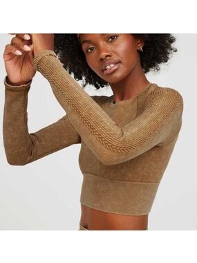 NEW Aerie Offline Big Chill bleach-dyed ribbed crop top